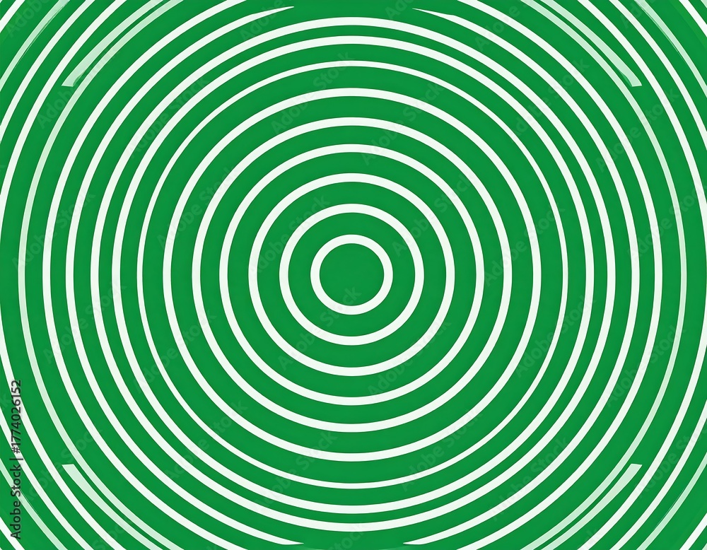 Naklejka premium A concentric pattern of white rings on a green background, radiating outward