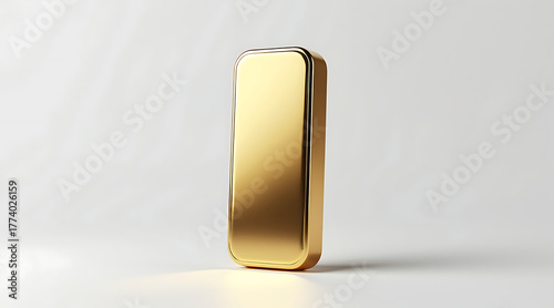 Wallpaper Mural Single gold bar standing upright on smooth white surface with minimalist and luxurious appearance, shining brightly Torontodigital.ca