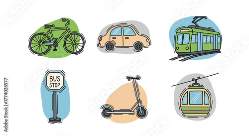 Vector25933 hand-drawn urban transportation