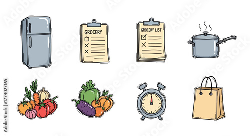 Vector25988 minimalist icons grocery