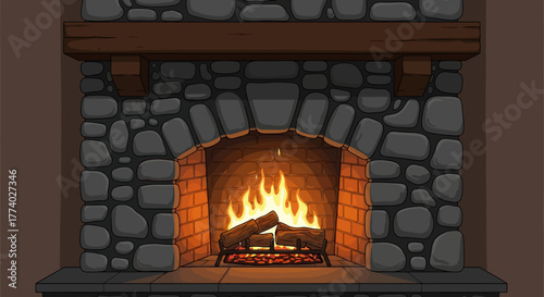 Vector26013 fireplace cozy stone