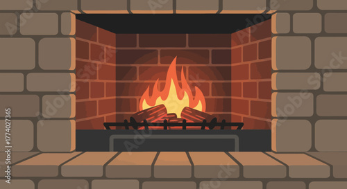 Vector26014 flat fireplace fire