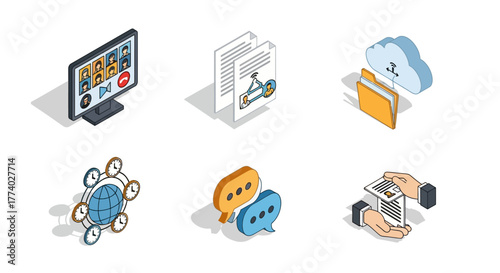 Vector26053 isometric digital communication