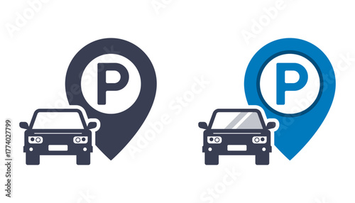 Car parking dark icon. Flat illustration.