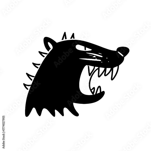 Tasmanian Devil. Tasmanian Devil simple black and white line art vector logo