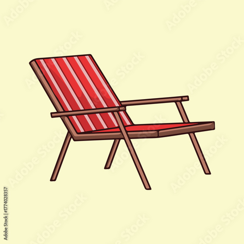 Striped beach chair vacation travel relax holiday season lounge armchair furniture seat