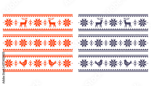 Traditional Russian ornament. Animal motifs. Flat illustration.