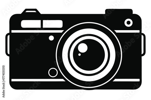 compact digital camera black and white silhouette 