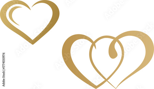 Elegant Gold Heart Symbols for Love and Romance Design Elements