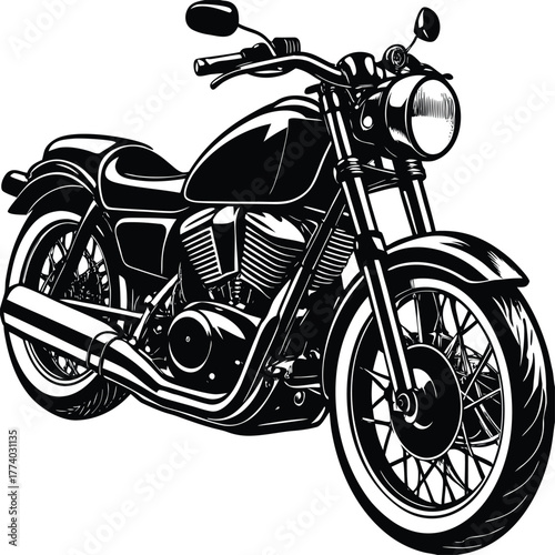 Black and White Classic Motorcycle Front View bike