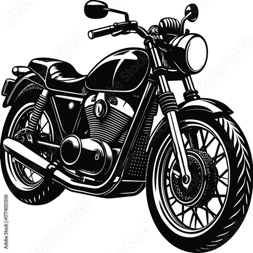 Black and White Cafe Racer Motorcycle Front View bike