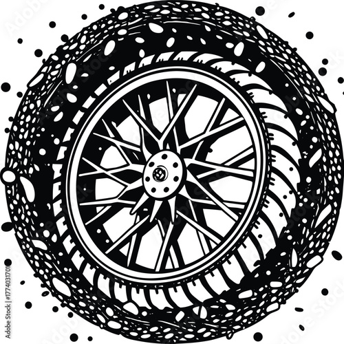 Close Up Of A Textured Motorcycle Tire Tread wheel