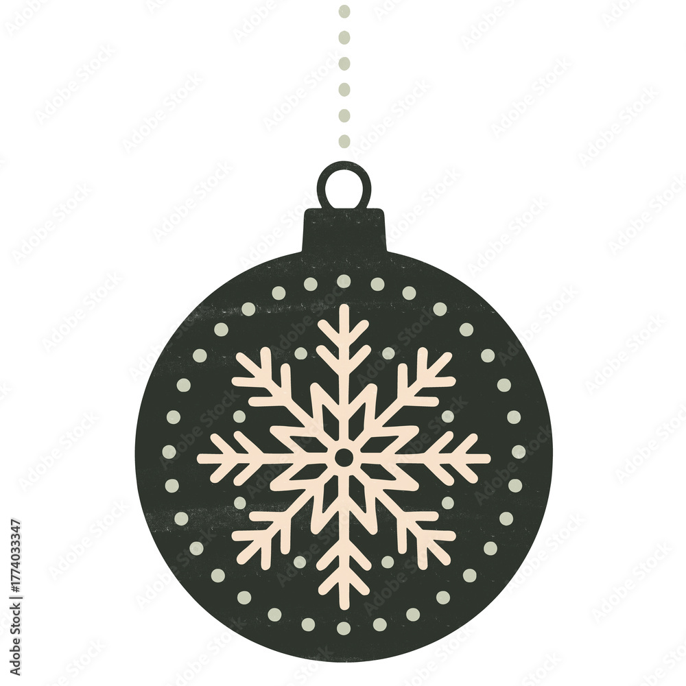 Fototapeta premium Black Ornament with White Snowflake Motif