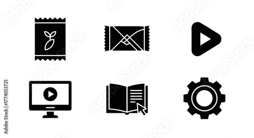 Minimalist icon set for digital media and packaging design