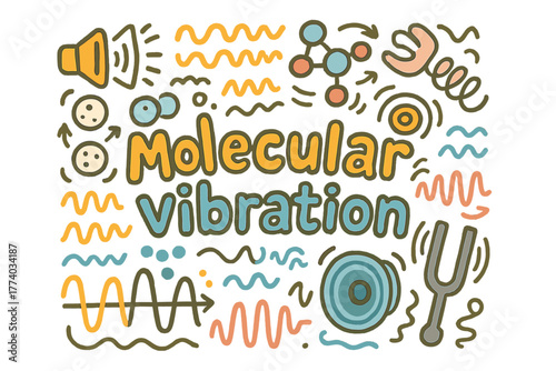 Molecular Vibration Doodle. Molecular vibration. Hand-drawn doodle illustration of Molecular vibration.