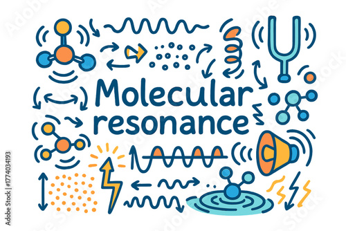 Molecular Resonance Illustration. Molecular resonance. Hand-drawn doodle illustration of Molecular resonance.