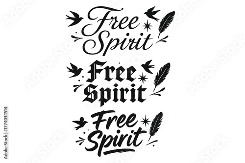 Free Spirit Calligraphy. Free Spirit. Create a calligraphy lettering illustration of the phrase: Free Spirit.