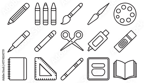 Art materials and study equipment vector illustration — perfect for education and back-to-school designs