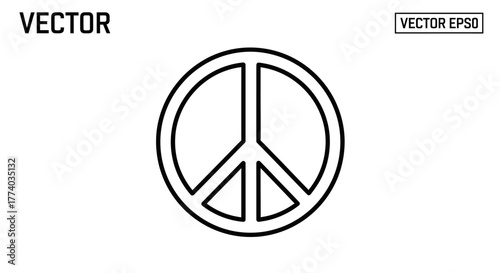 Minimalist peace symbol in black outline for modern design projects