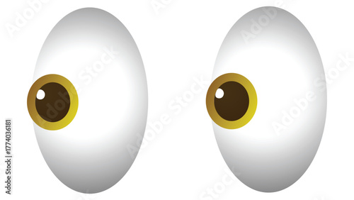 Cartoon eyes looking in different directions on white