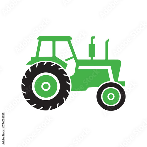 Tractor Icon for Agriculture and Farming Industry – Modern Farm Vehicle Illustration Perfect for Agricultural Equipment, Machinery Design, and Rural Farm Concept Graphics