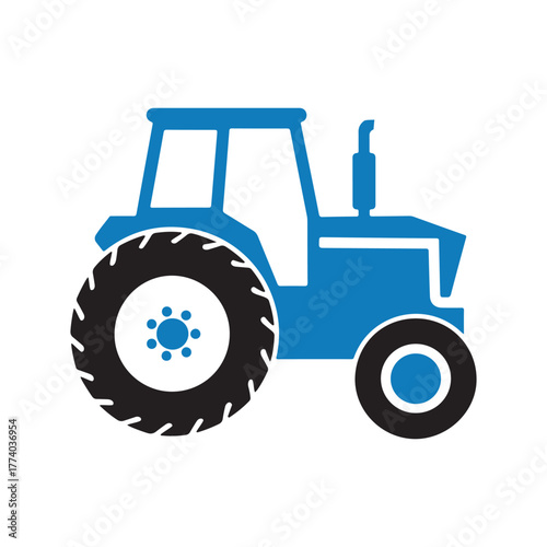 Tractor Icon for Agriculture and Farming Industry – Modern Farm Vehicle Illustration Perfect for Agricultural Equipment, Machinery Design, and Rural Farm Concept Graphics
