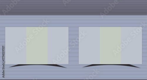 Tri-fold brochure mockup with two black outer panels and one open white inner panel.