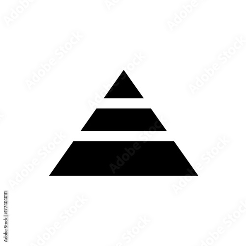 Layered black pyramid with three solid segments representing hierarchy, foundation, and visual progression