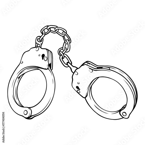 handcuffs vector line art drawing illustration