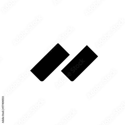 Two parallel black diagonal bars forming a minimalist sawtooth pattern symbolizing motion, rhythm, and geometric precision