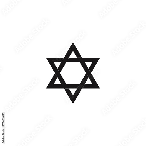 Outlined six-pointed interlocking triangles forming a hexagram symbolizing balance, harmony, and interconnected design