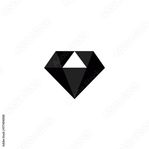 Stylized black diamond with shaded facets on white background representing sophistication and modern luxury