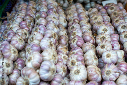 A Bountiful Pile of Fresh Garlic Bulbs Ready for Market
