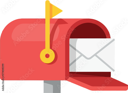 Red mailbox with letter communication concept