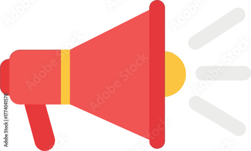 Red megaphone announcing loudly communication concept