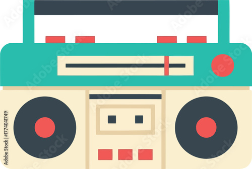 Retro boombox cassette player vector art