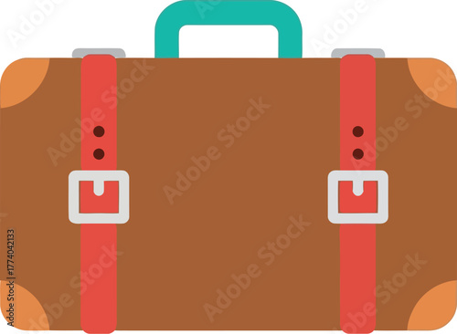 Vintage suitcase travel luggage flat icon
