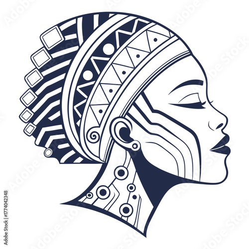 African woman with tribal face paint