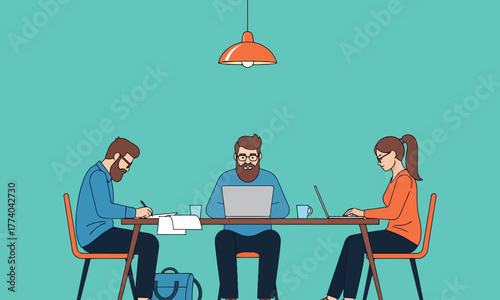 Business Team Discussion and Planning Illustration