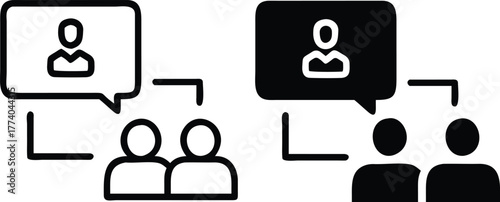 Team Communication Icon – People Chat Connection Symbol for Collaboration and Networking or Vector Silhouette..eps