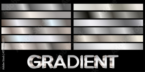 silver texture background. Realistic silver, gradient mesh. various models. metal gradient.