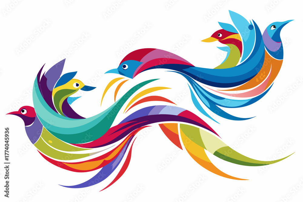 Fototapeta premium Colorful birds illustration