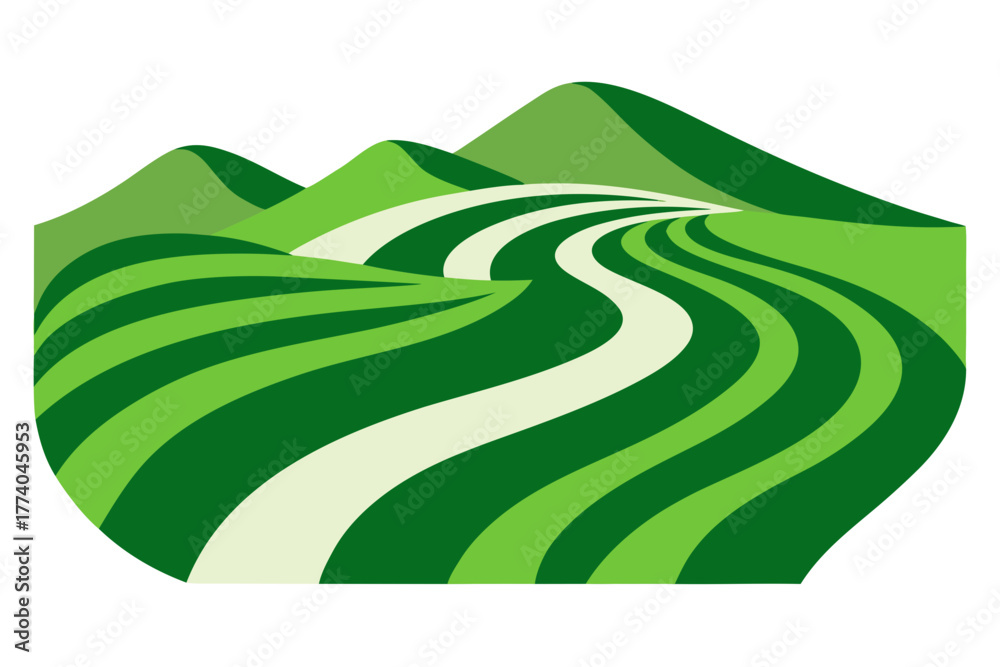 Obraz premium Green hills and curvy road