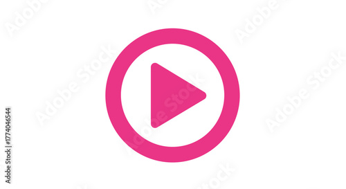 Pink Play Button in Circle for Video Blogs, Streaming Websites, Podcast Cards, Tutorials, and Social Media Engagement