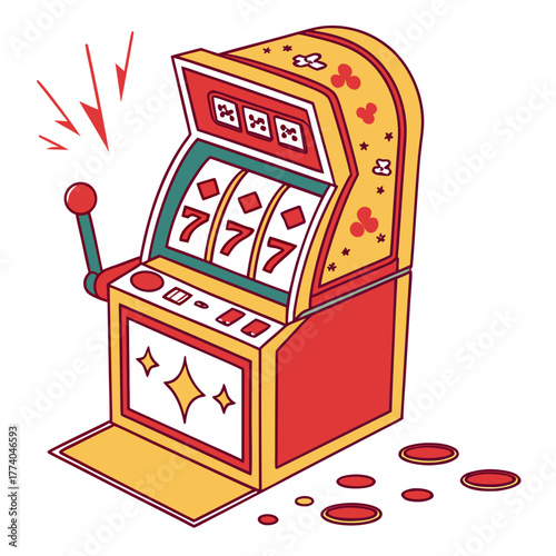 Lucky triple seven slot machine, vector illustration