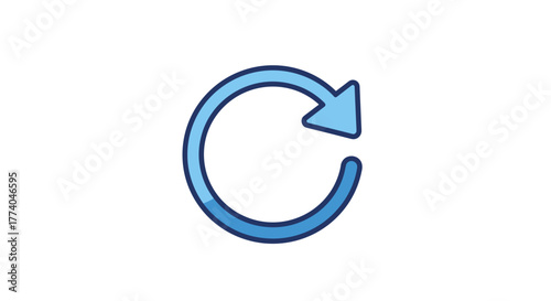 Blue Circle Arrow Rotation Symbol of Renewal, Update, Recycle for App, Website, UI Design, Product Manuals, Process Diagrams, and Software Tutorials