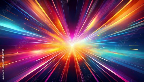 bright abstract light burst with vibrant colors and dynamic energy