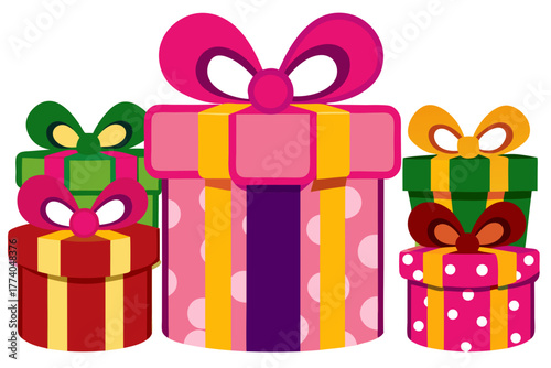 Colorful gift boxes with ribbons and bows illustration