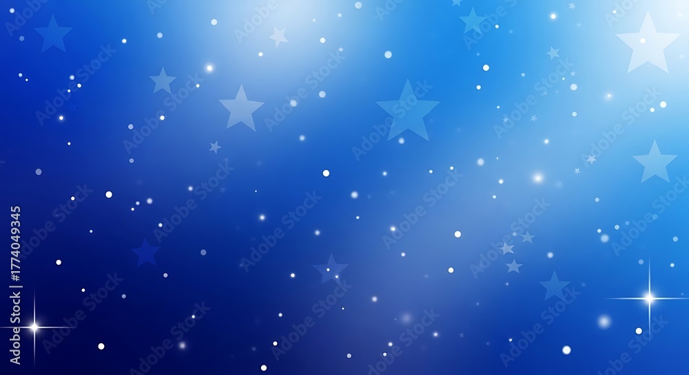 Fototapeta premium Blue Starry Night Sky Background with Bokeh Lights.
