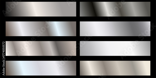 silver texture background. Realistic silver, gradient mesh. various models. metal gradient.